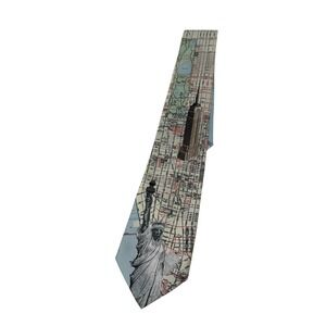 Rene Chagall Hand Made New York City Map Print polyester Neck Tie